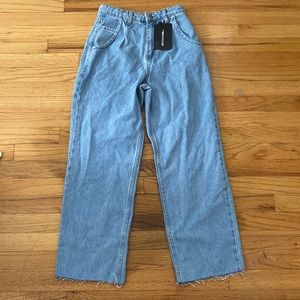Size 2 Wide Leg Blue Jeans from PrettyLittleThing